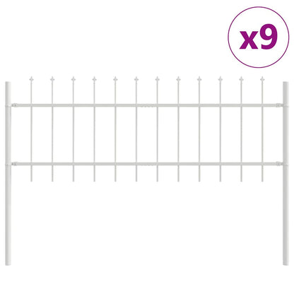 Gartenzaun 9 pcs Weiß 15,3 x 0,6 m Pulverbeschichteter Stahl