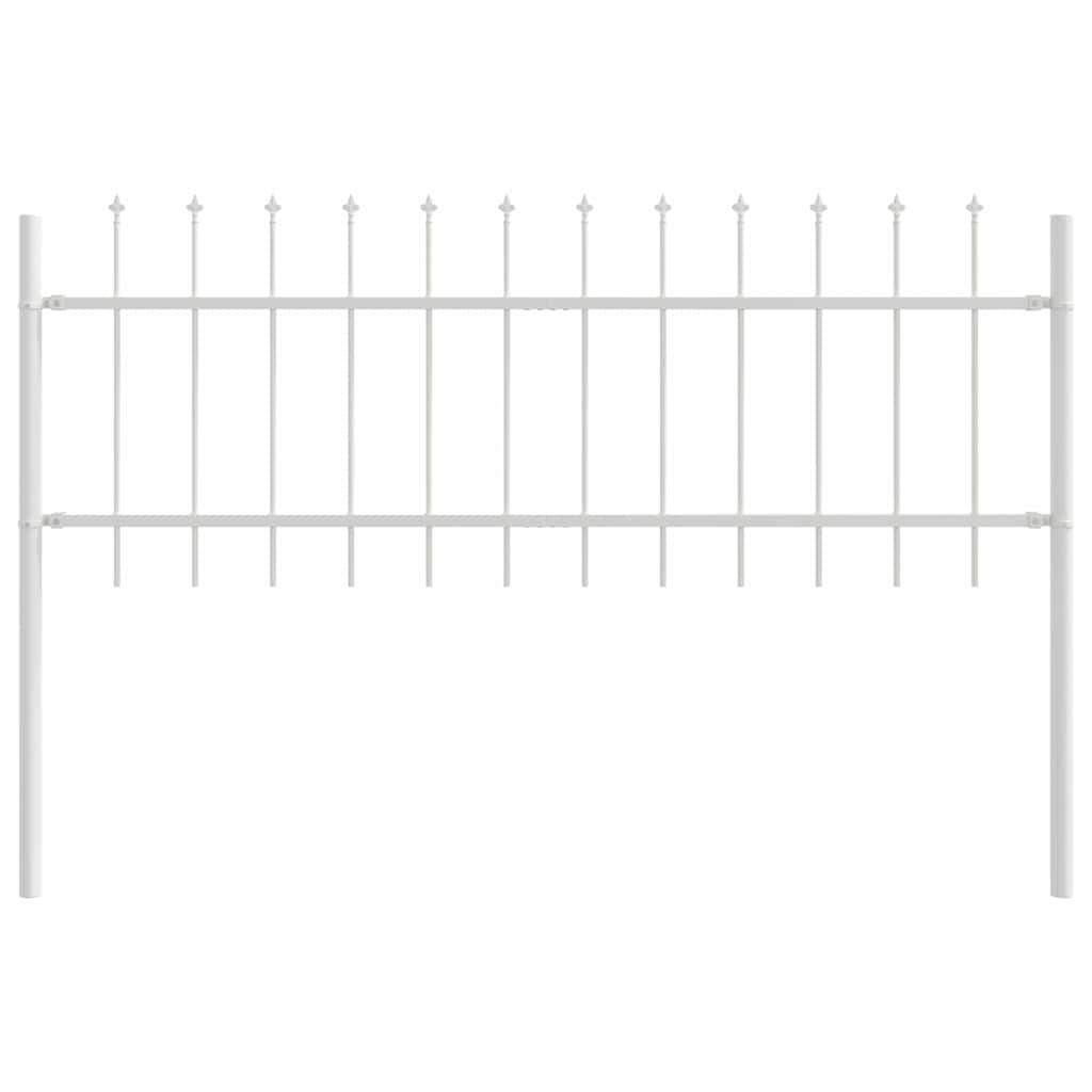 Gartenzaun 9 pcs Weiß 15,3 x 0,6 m Pulverbeschichteter Stahl