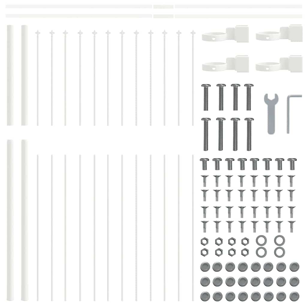 vidaXL Gartenzaun 9 pcs Weiß 15,3 x 1,5 m Pulverbeschichteter Stahl
