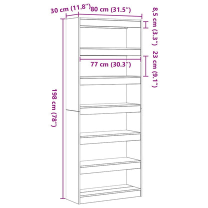 vidaXL Bücherregal Sonoma-Eiche 80 x 30 x 198 cm Holzwerkstoff