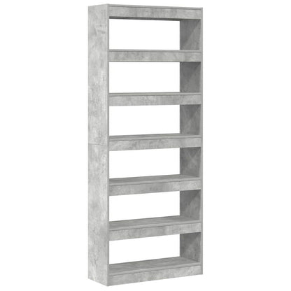 vidaXL Bücherregal mit Regal Beton Grau 80 x 30 x 198 cm Holzwerkstoff