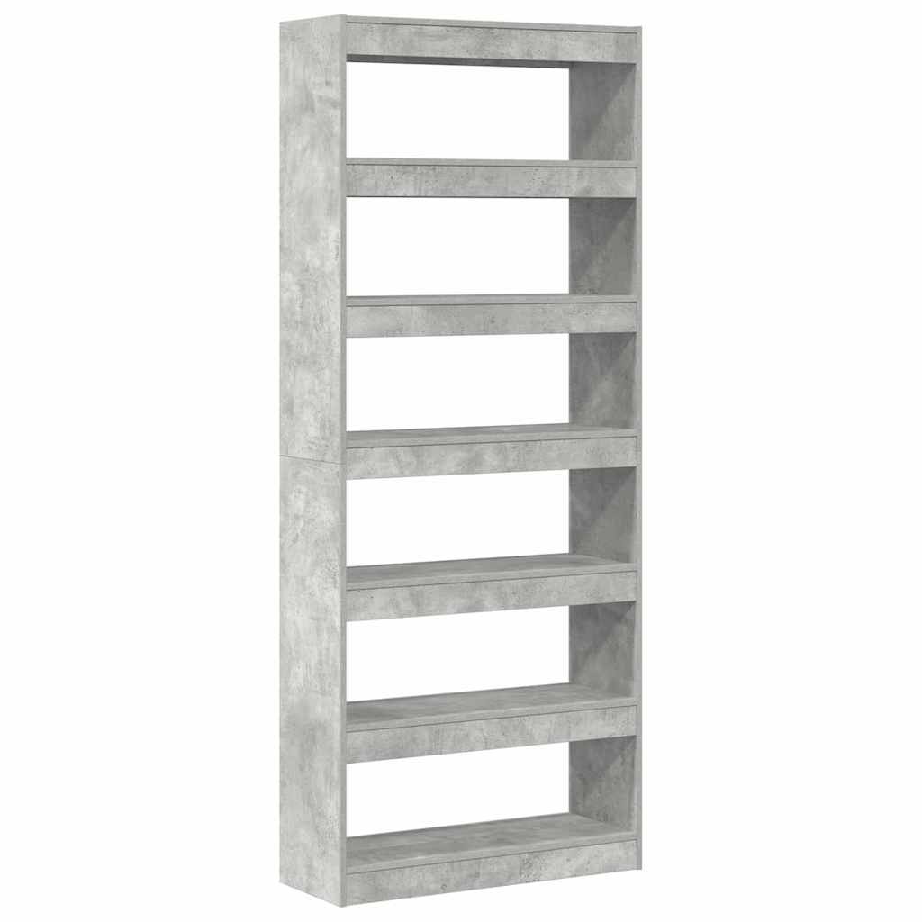 vidaXL Bücherregal mit Regal Beton Grau 80 x 30 x 198 cm Holzwerkstoff