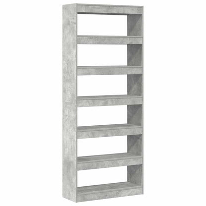 vidaXL Bücherregal mit Regal Beton Grau 80 x 30 x 198 cm Holzwerkstoff