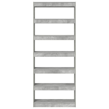 vidaXL Bücherregal mit Regal Beton Grau 80 x 30 x 198 cm Holzwerkstoff