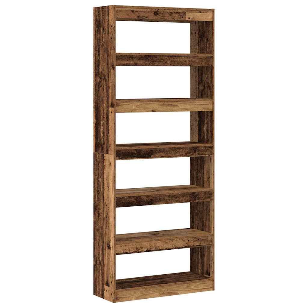 vidaXL Bücherregal mit Regal Altholz 80 x 30 x 198 cm Holzwerkstoff