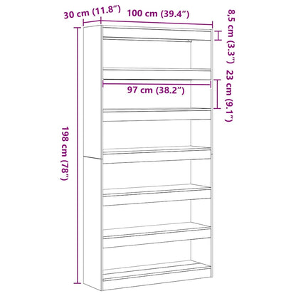 Bücherregal Schwarz 100 x 30 x 198 cm Holzwerkstoff