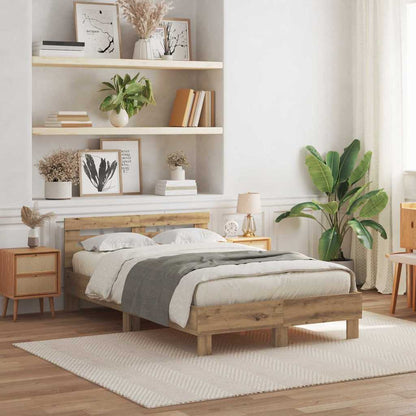 Bettrahmen mit LED Artisan-Eiche 120 x 190 cm Holzwerkstoff