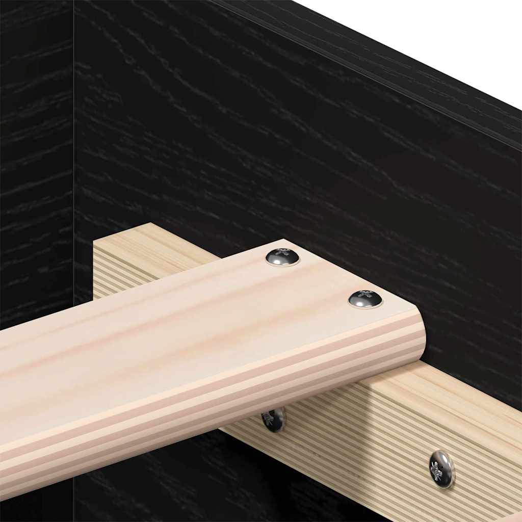 Bettrahmen Schwarz Eichen-Optik 140 x 190 cm Holzwerkstoff