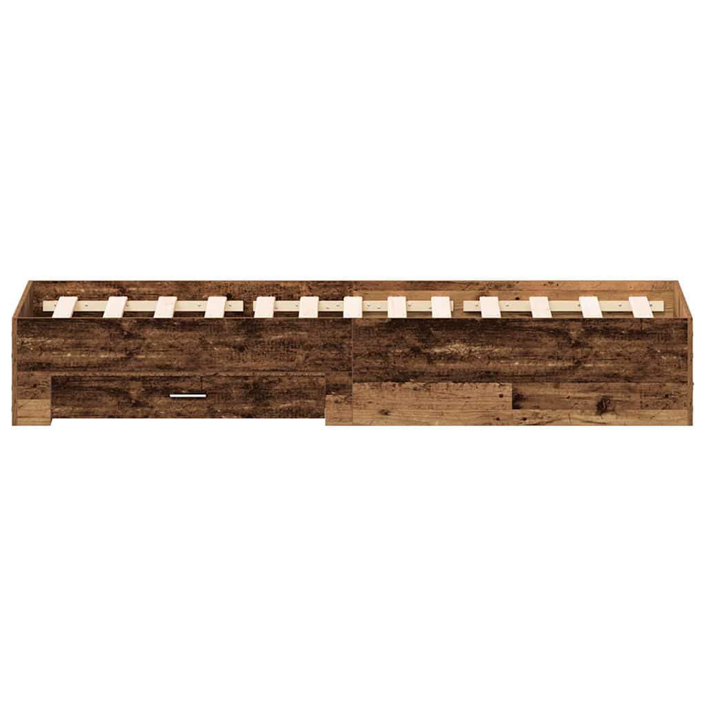 Bettrahmen mit Schubladen Altholz 120 x 190 cm Holzwerkstoff