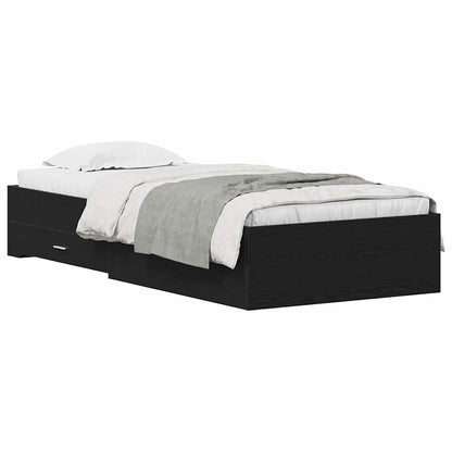 Bettrahmen Schwarz Eichen-Optik 90 x 190 cm Holzwerkstoff