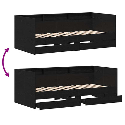 Tagesbett Schwarz Eichen-Optik 75 x 190 cm Holzwerkstoff