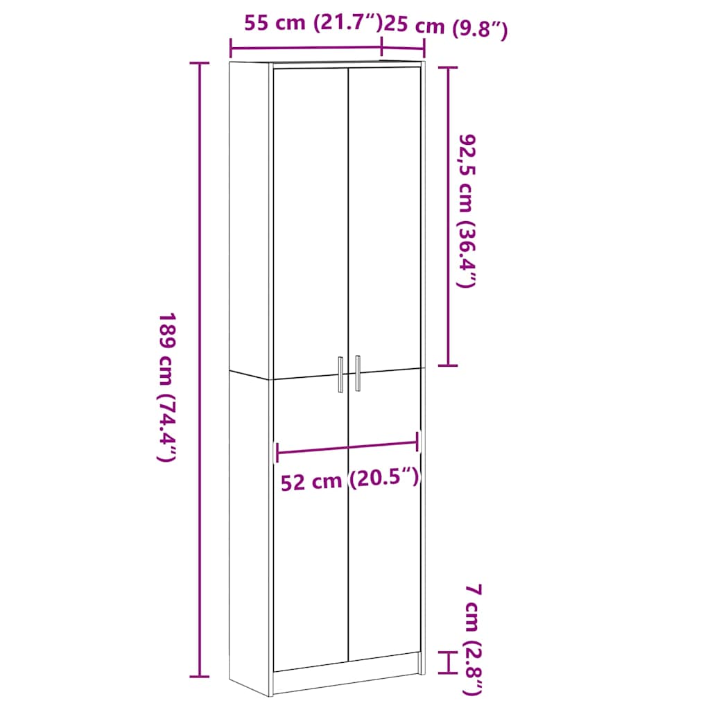 Kleiderschrank Geräucherte Eiche 55 x 25 x 189 cm Holzwerkstoff