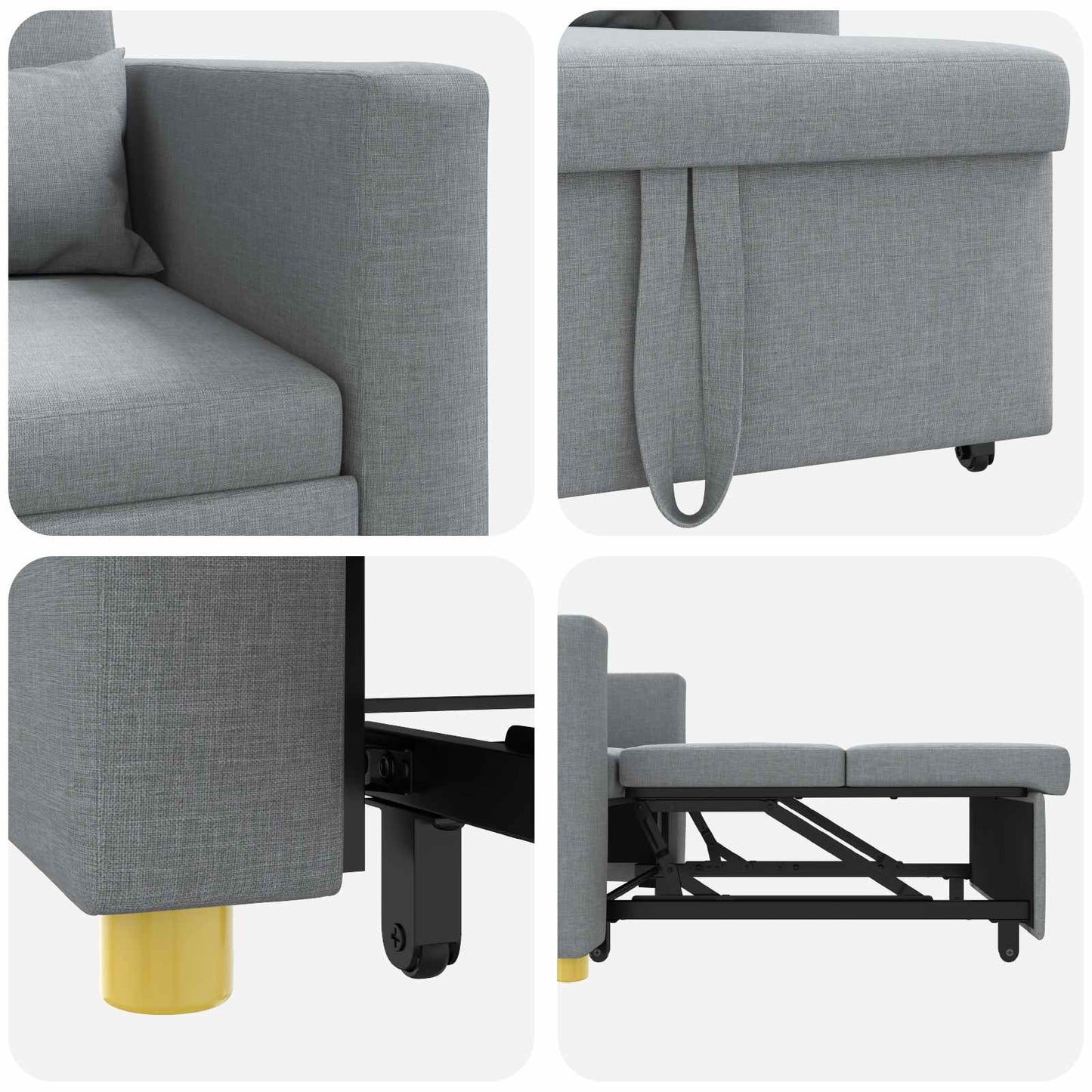 Ausziehbare Schlafcouch Einzel Hellgrau 90 x 165 x 87 cm Stoff