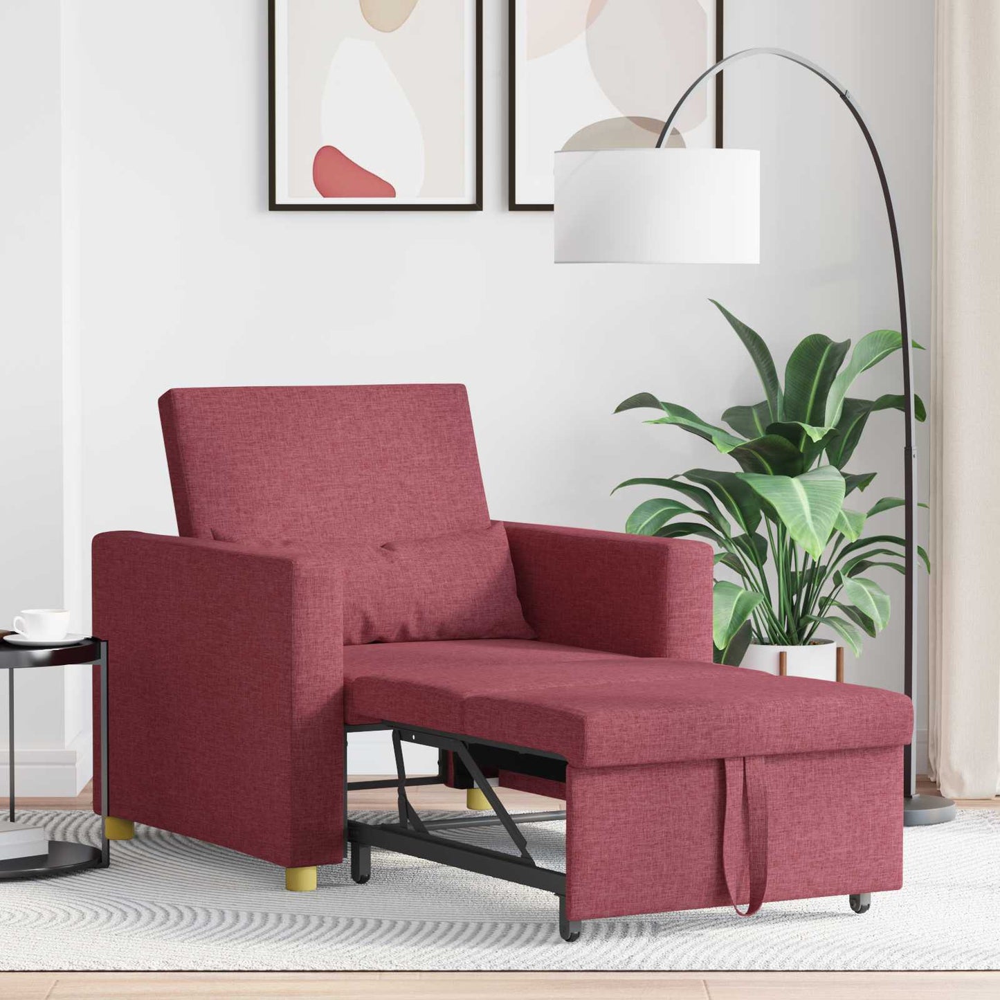 Ausziehbare Schlafcouch Einzel Weinrot 90 x 165 x 87 cm Stoff