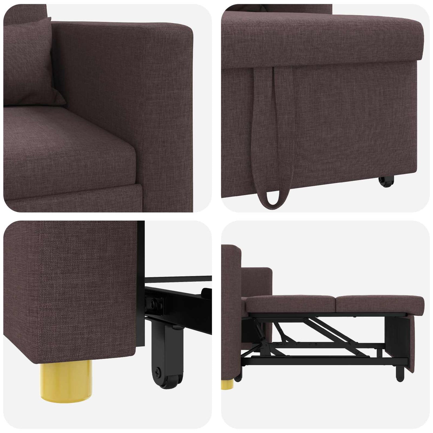 vidaXL Ausziehbare Schlafcouch Einzel Dunkelbraun 90 x 165 x 87 cm