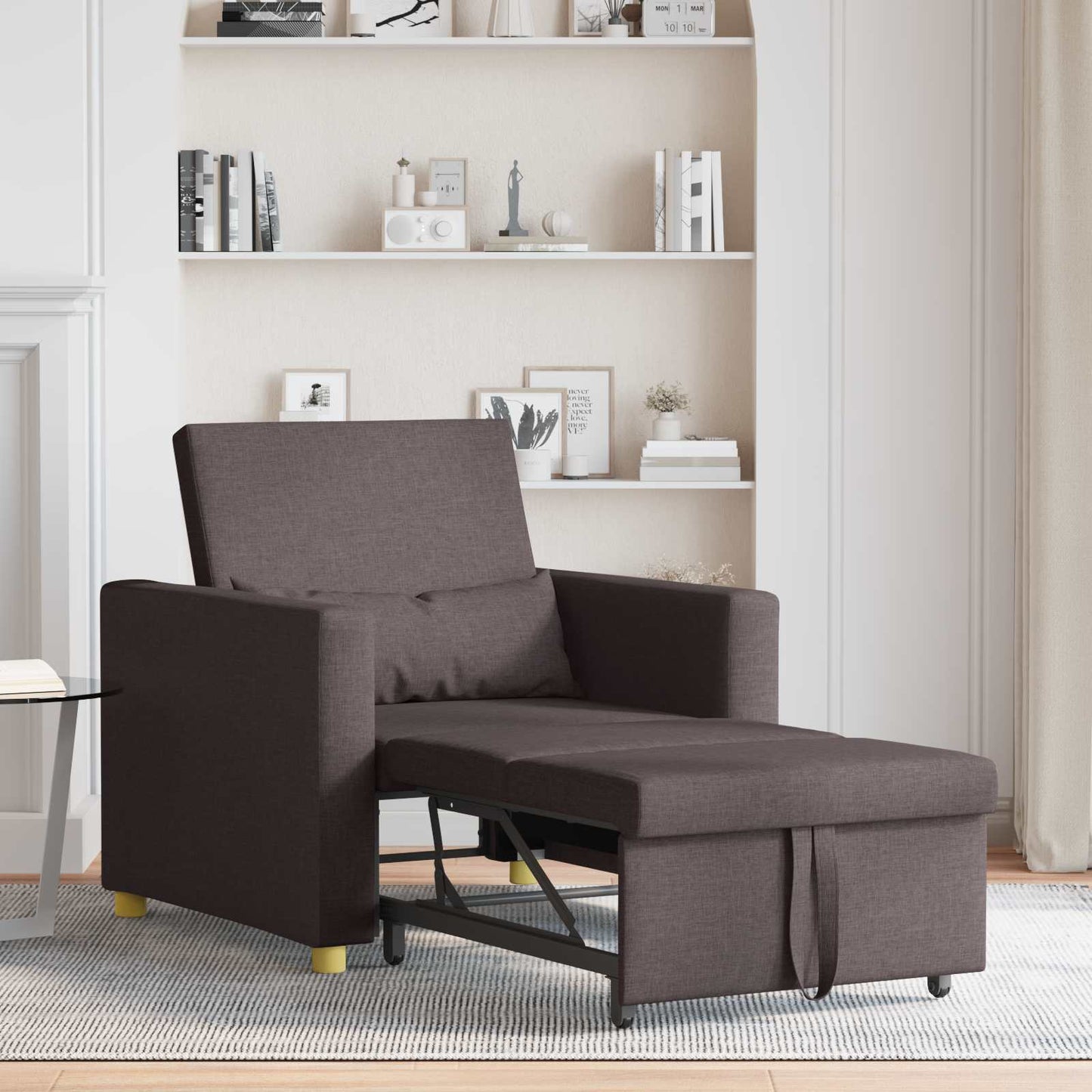 vidaXL Ausziehbare Schlafcouch Einzel Dunkelbraun 90 x 165 x 87 cm