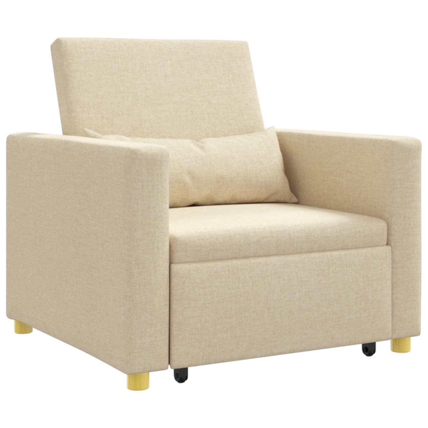 Ausziehbare Schlafcouch Einzel Creme 90 x 165 x 87 cm Stoff