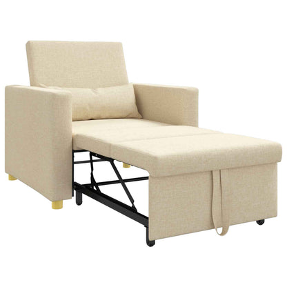 Ausziehbare Schlafcouch Einzel Creme 90 x 165 x 87 cm Stoff