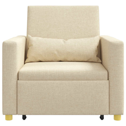 Ausziehbare Schlafcouch Einzel Creme 90 x 165 x 87 cm Stoff