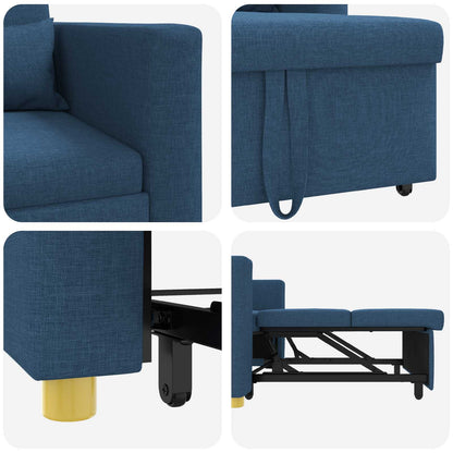 Ausziehbare Schlafcouch Einzel Blau 90 x 165 x 87 cm Stoff