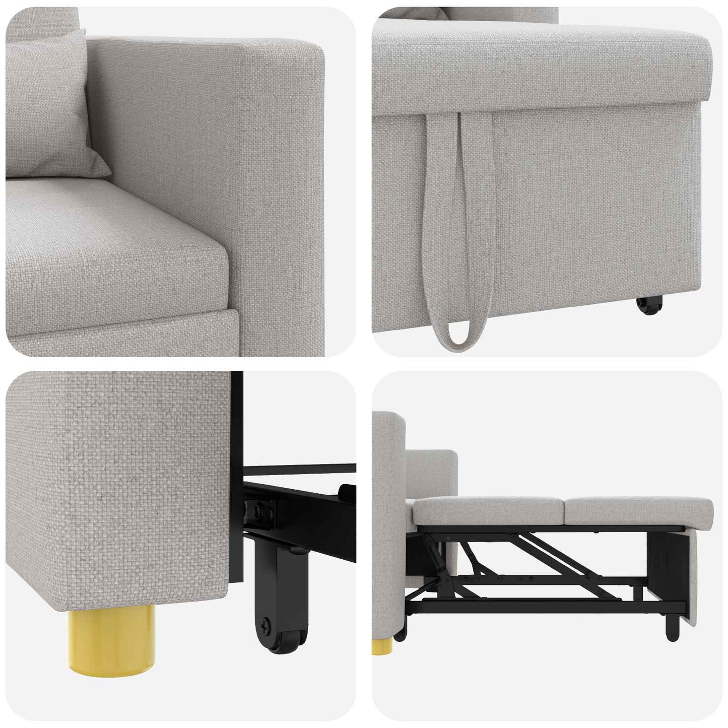 vidaXL Canapé-lit extensible simple Gris nuage 90 x 165 x 87 cm