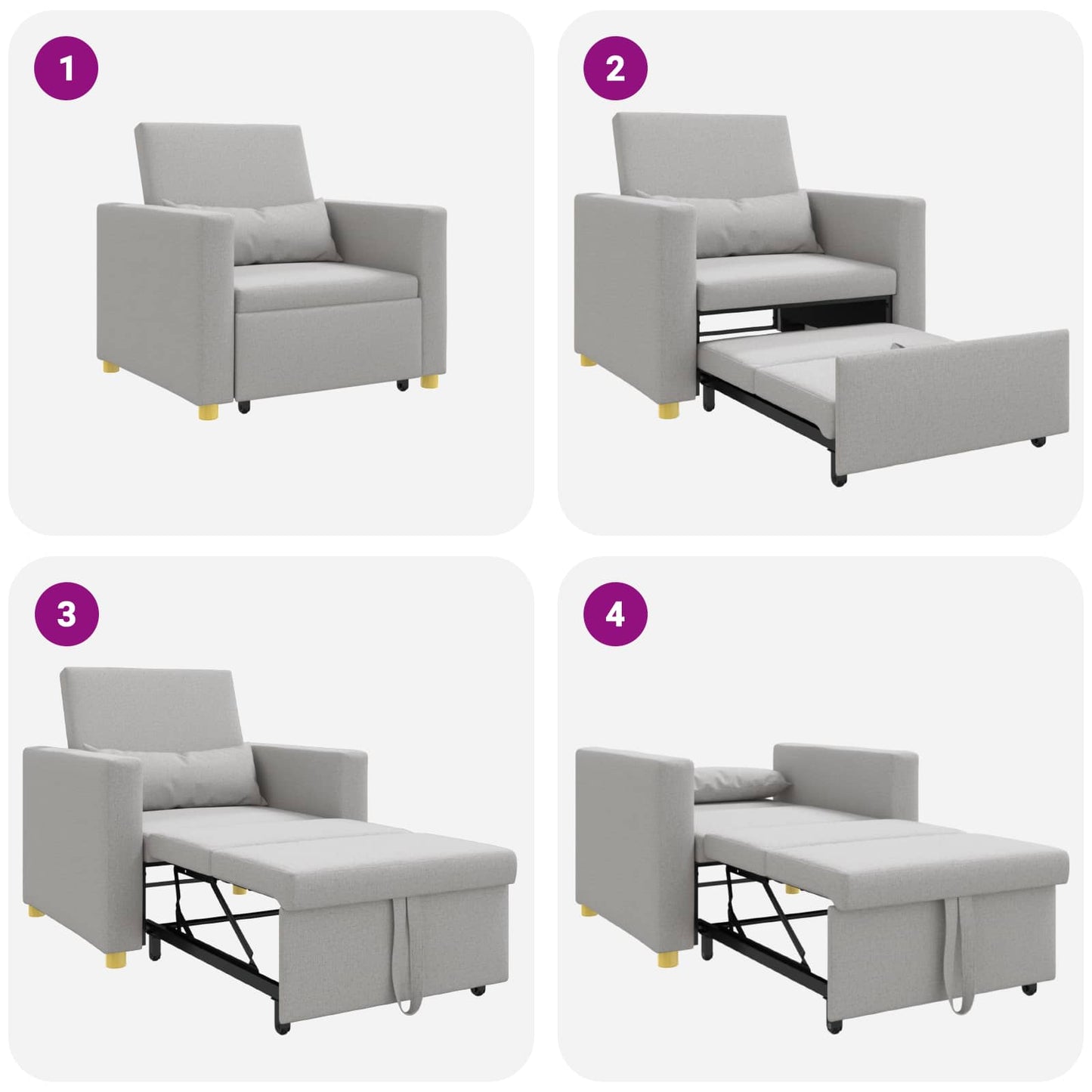 vidaXL Canapé-lit extensible simple Gris nuage 90 x 165 x 87 cm
