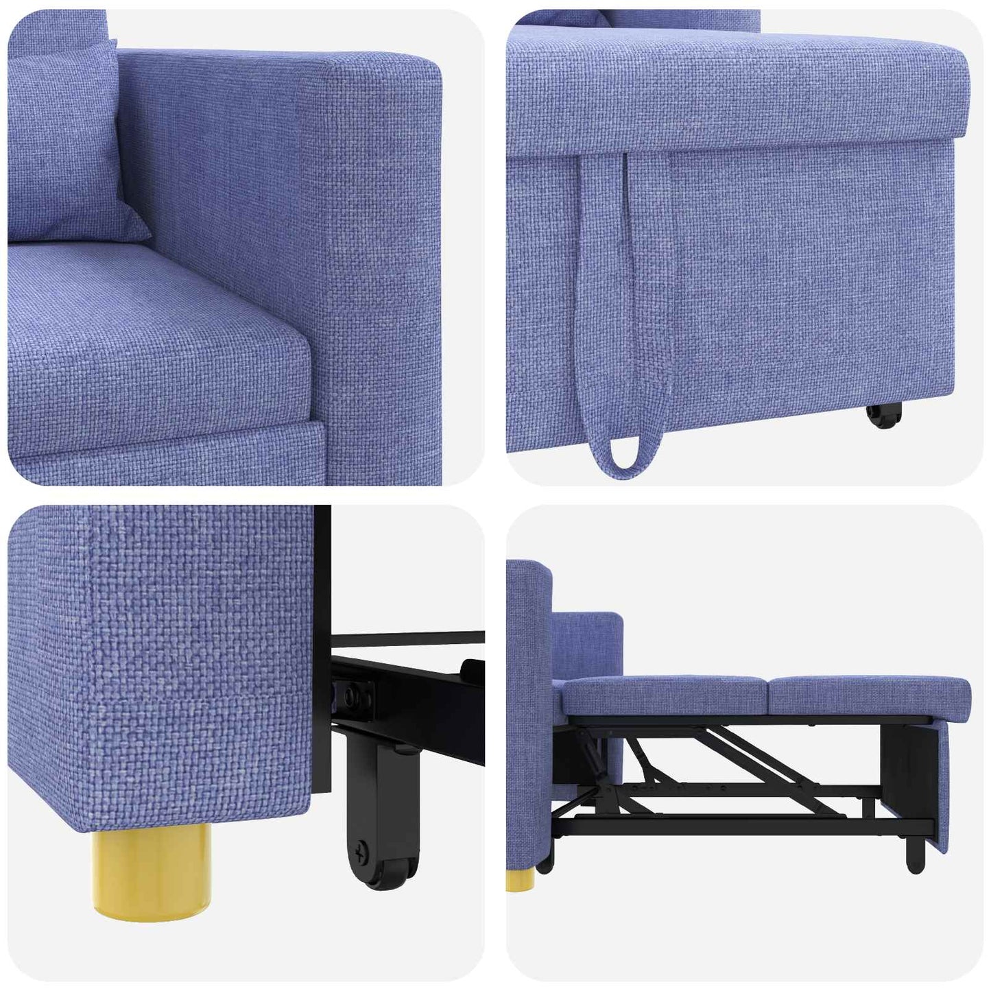 Ausziehbare Schlafcouch Einzel Jeans blau 90 x 165 x 87 cm