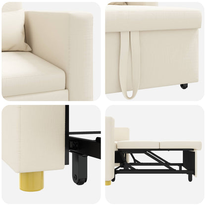 Ausziehbare Schlafcouch Einzel Cremeweiß 90 x 165 x 87 cm Stoff