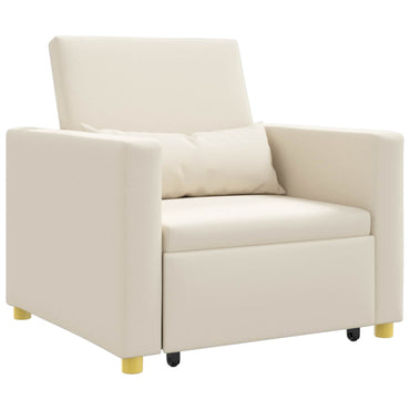 vidaXL Ausziehbare Schlafcouch Einzel Cremeweiß 90 x 165 x 87 cm Stoff