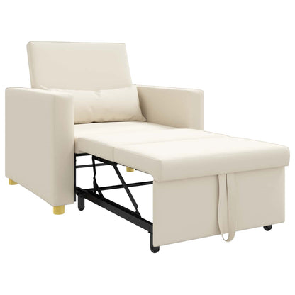 Ausziehbare Schlafcouch Einzel Cremeweiß 90 x 165 x 87 cm Stoff