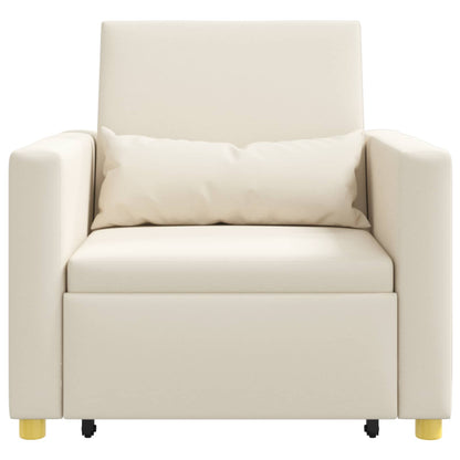 Ausziehbare Schlafcouch Einzel Cremeweiß 90 x 165 x 87 cm Stoff