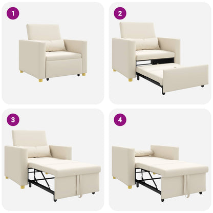 Ausziehbare Schlafcouch Einzel Cremeweiß 90 x 165 x 87 cm Stoff