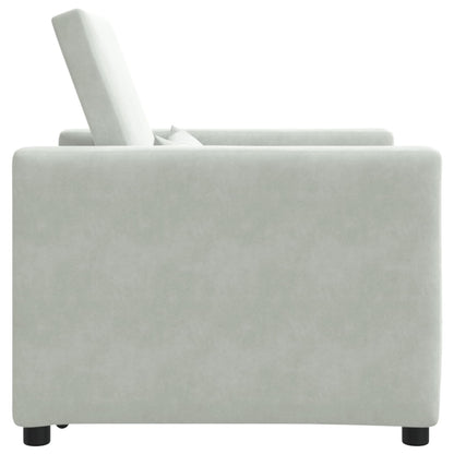 vidaXL Ausziehbare Schlafcouch Einzel Hellgrau 90 x 165 x 87 cm Samt