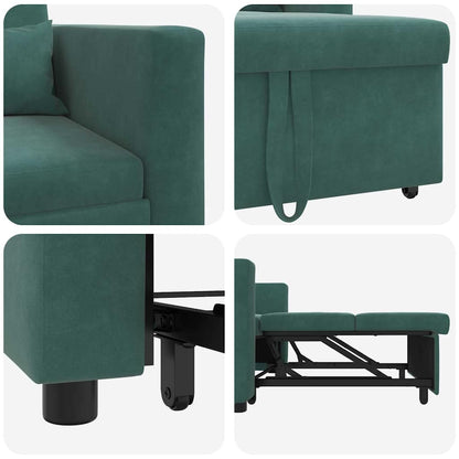 vidaXL Ausziehbare Schlafcouch Einzel Dunkelgrün 90 x 165 x 87 cm Samt