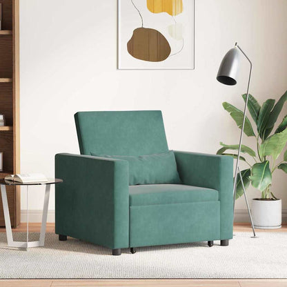 vidaXL Ausziehbare Schlafcouch Einzel Dunkelgrün 90 x 165 x 87 cm Samt