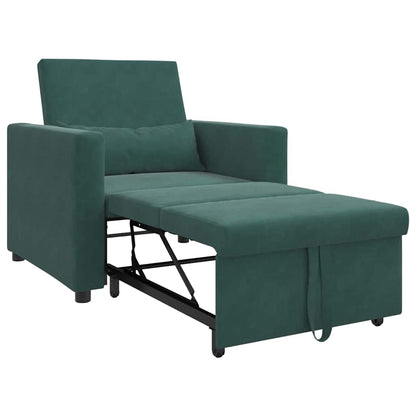 vidaXL Ausziehbare Schlafcouch Einzel Dunkelgrün 90 x 165 x 87 cm Samt
