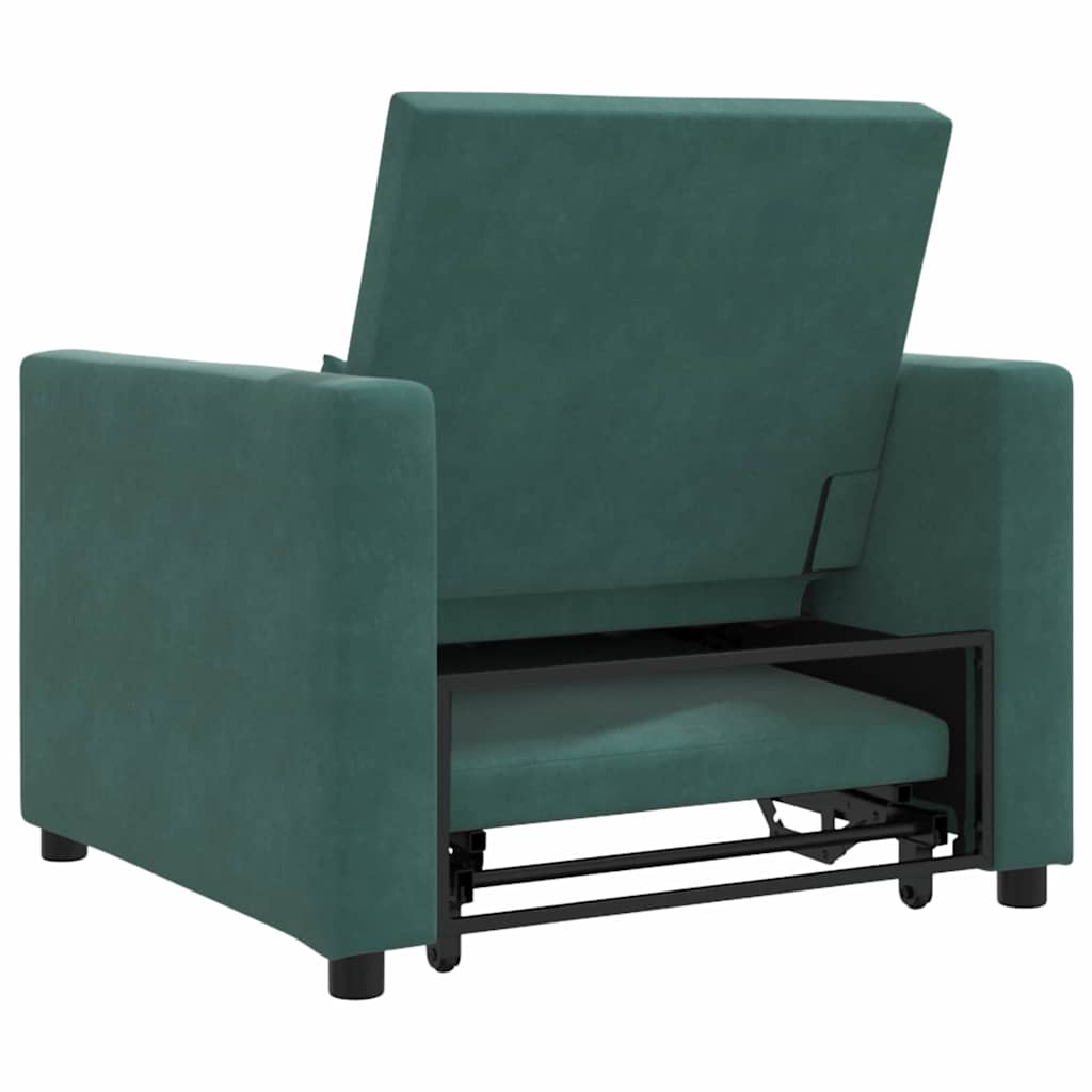 vidaXL Ausziehbare Schlafcouch Einzel Dunkelgrün 90 x 165 x 87 cm Samt