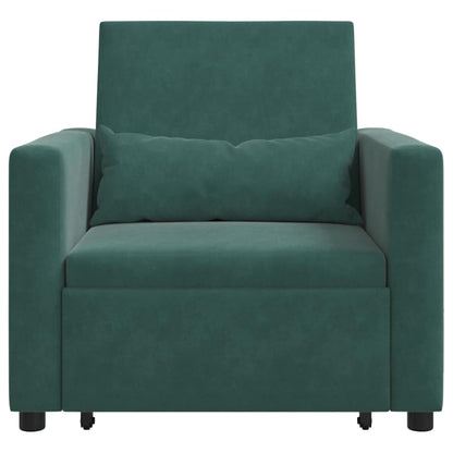 vidaXL Ausziehbare Schlafcouch Einzel Dunkelgrün 90 x 165 x 87 cm Samt