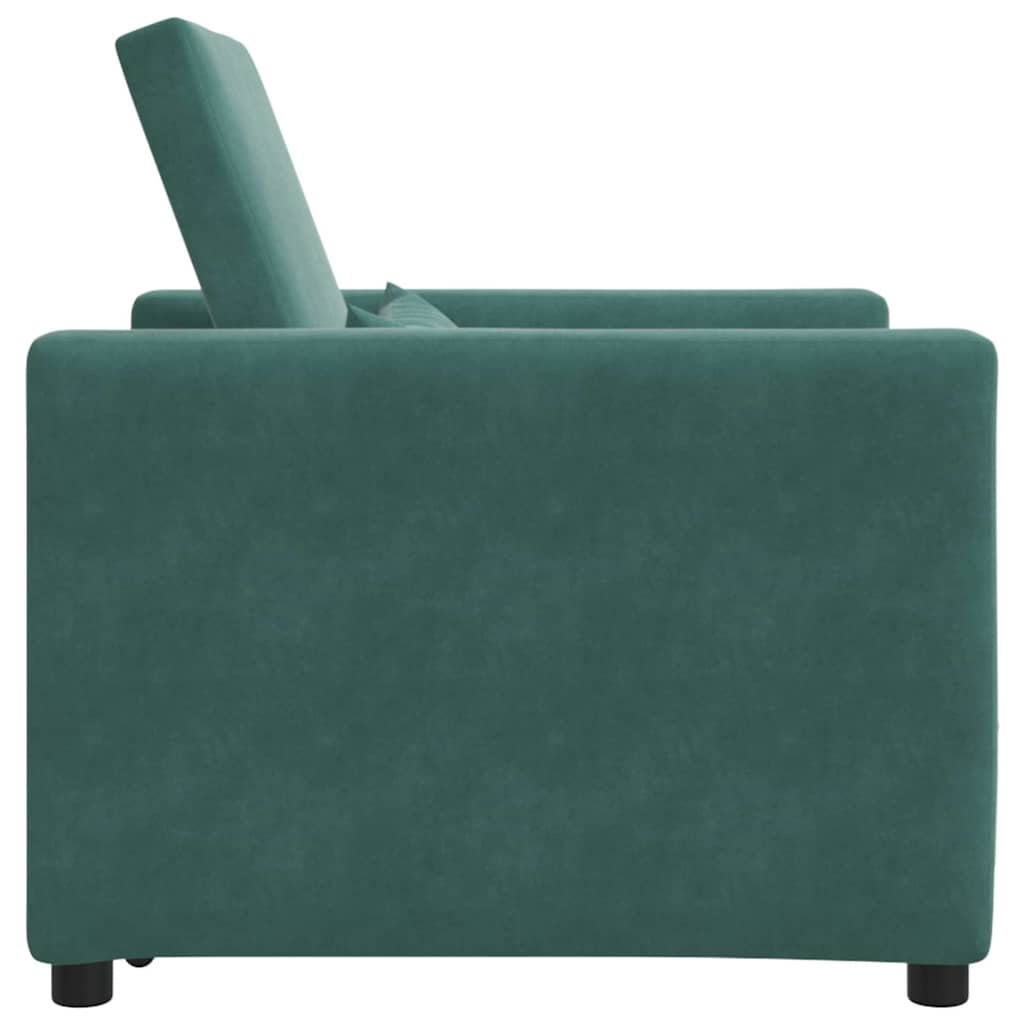 vidaXL Ausziehbare Schlafcouch Einzel Dunkelgrün 90 x 165 x 87 cm Samt