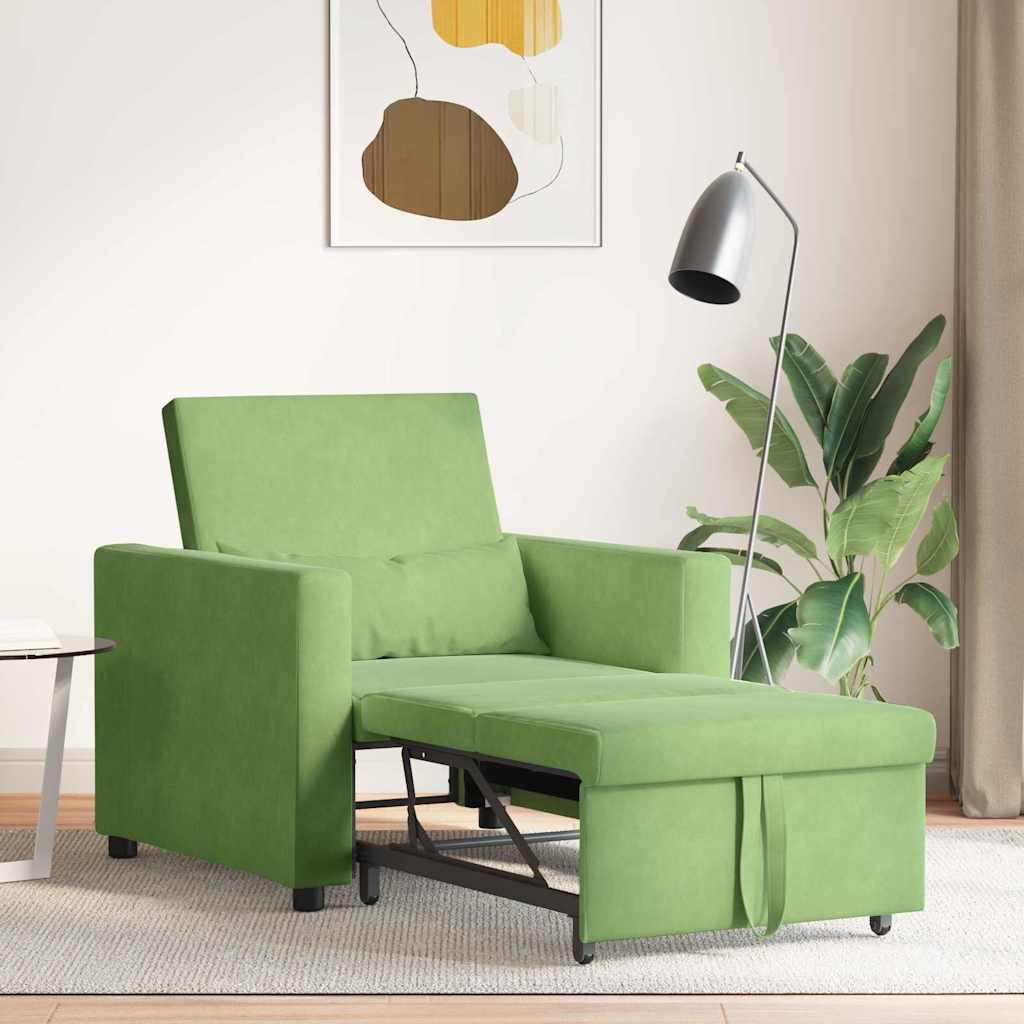 vidaXL Ausziehbare Schlafcouch Einzel Hellgrün 90 x 165 x 87 cm Samt