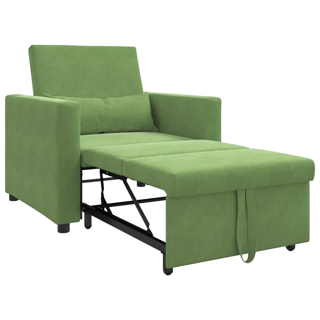 vidaXL Ausziehbare Schlafcouch Einzel Hellgrün 90 x 165 x 87 cm Samt