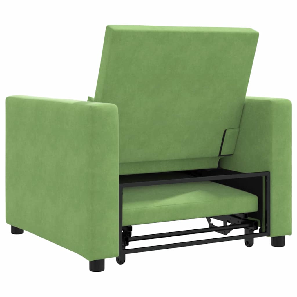vidaXL Ausziehbare Schlafcouch Einzel Hellgrün 90 x 165 x 87 cm Samt