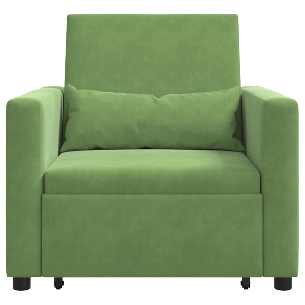 vidaXL Ausziehbare Schlafcouch Einzel Hellgrün 90 x 165 x 87 cm Samt