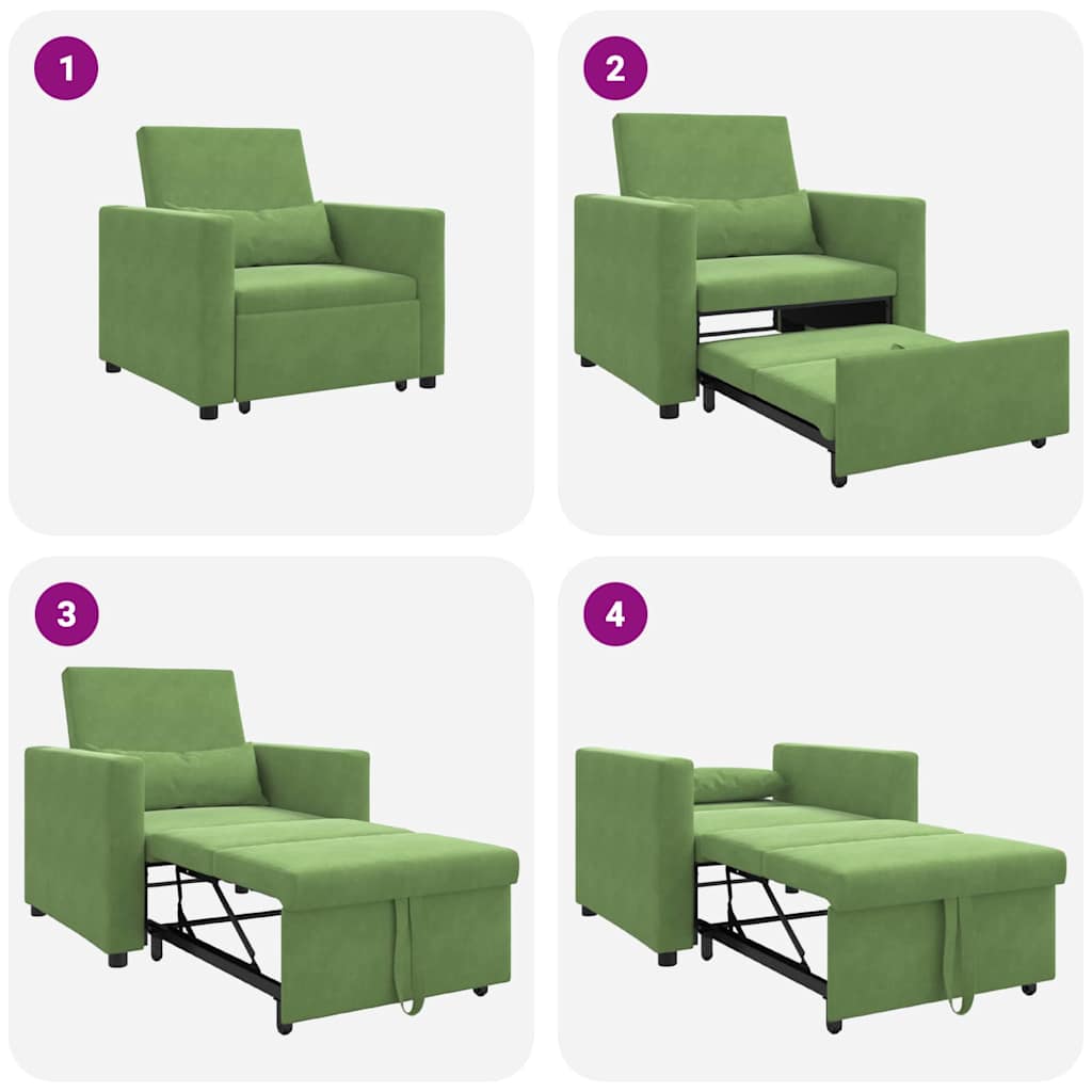 vidaXL Ausziehbare Schlafcouch Einzel Hellgrün 90 x 165 x 87 cm Samt