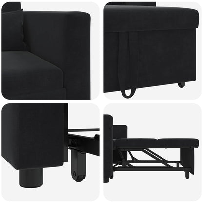 vidaXL Ausziehbare Schlafcouch Einzel Schwarz 90 x 165 x 87 cm Samt