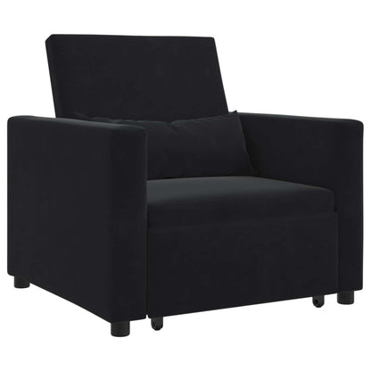 vidaXL Ausziehbare Schlafcouch Einzel Schwarz 90 x 165 x 87 cm Samt