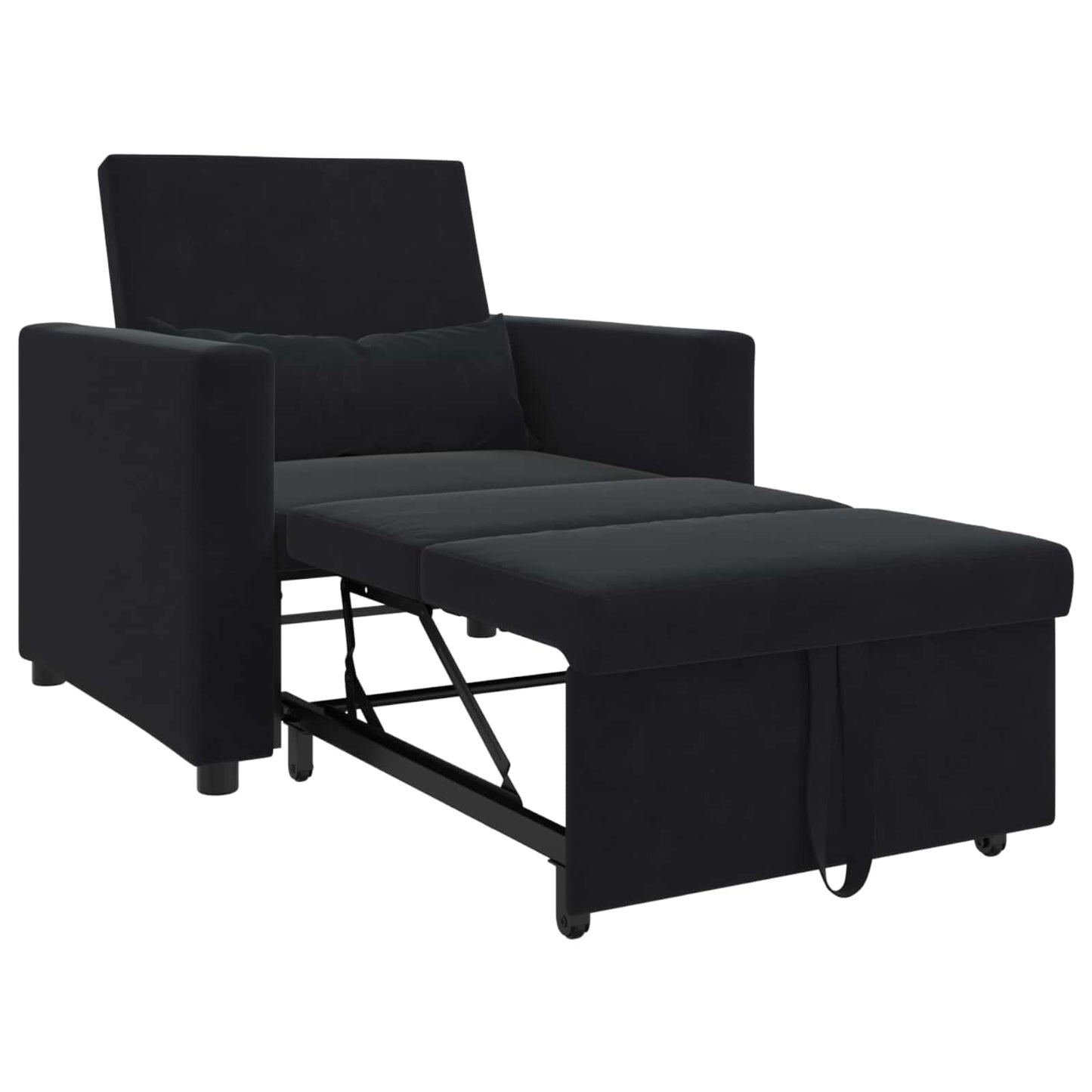 vidaXL Ausziehbare Schlafcouch Einzel Schwarz 90 x 165 x 87 cm Samt