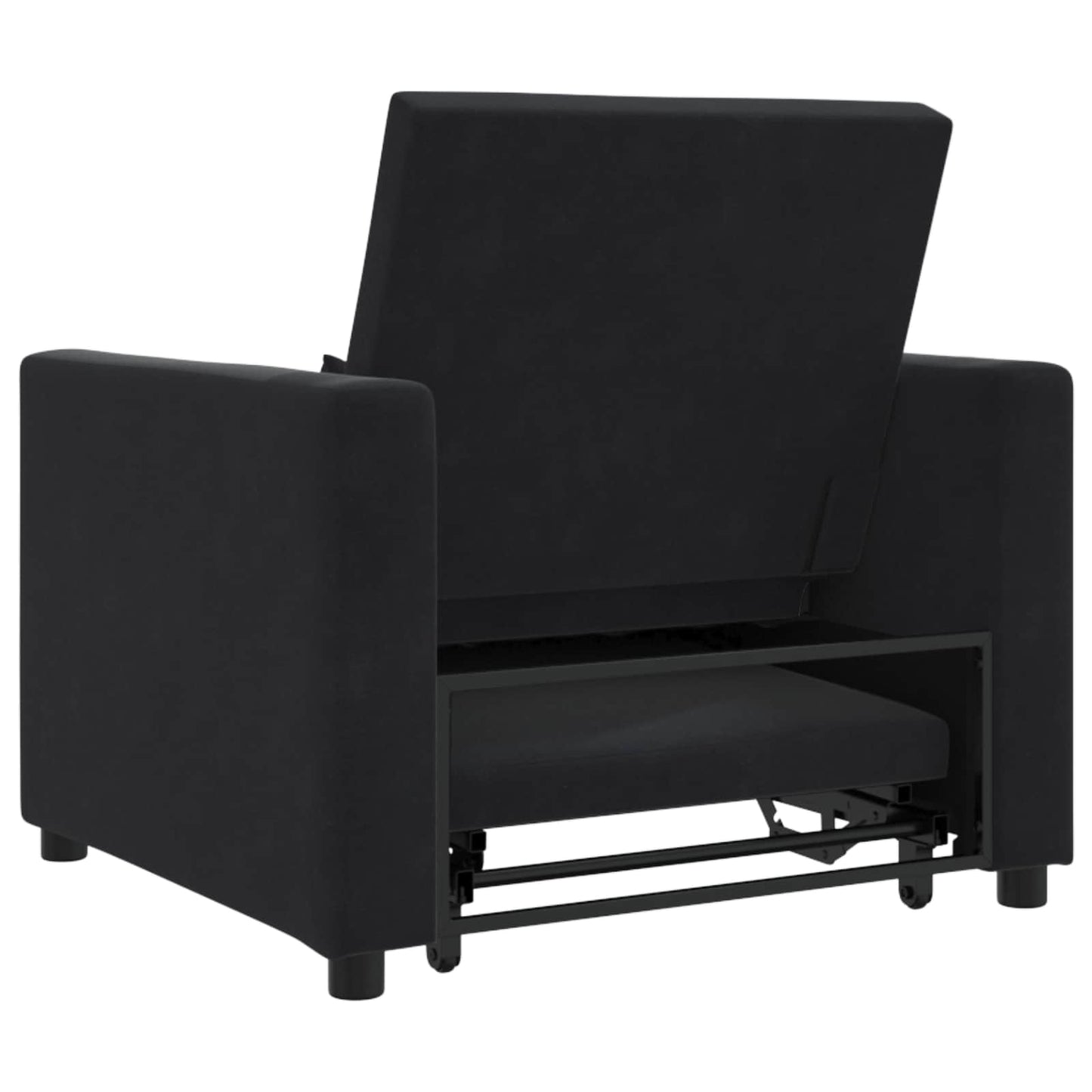 vidaXL Ausziehbare Schlafcouch Einzel Schwarz 90 x 165 x 87 cm Samt