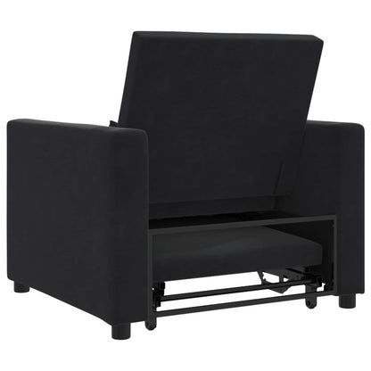 vidaXL Ausziehbare Schlafcouch Einzel Schwarz 90 x 165 x 87 cm Samt