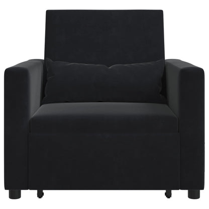vidaXL Ausziehbare Schlafcouch Einzel Schwarz 90 x 165 x 87 cm Samt